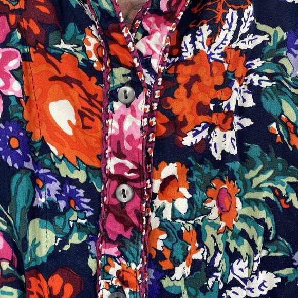 Anthropologie Floreat Size Small Silky Sleep Floral Top Colorful Satin Viscose - Picture 11 of 13
